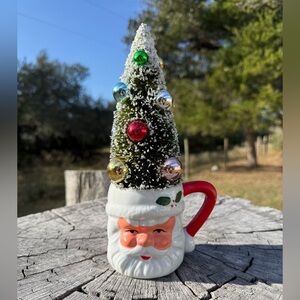 Festive Santa Mug with Christmas Tree Topper